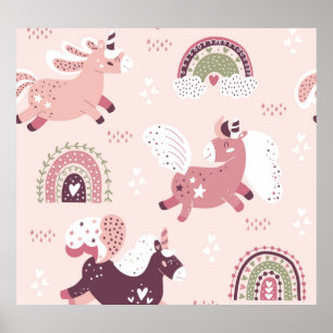 Affiche Unicorns Rainbows : Pastel Magic Arrière - plan.