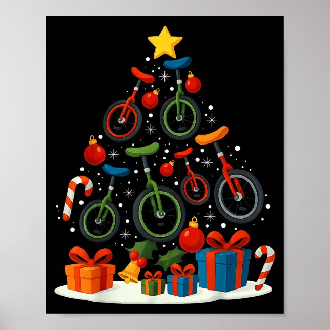 Affiche Unicycling Unicycle Christmas Tree Xmas  (Devant)