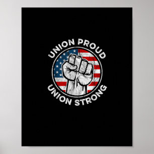 Affiche Union Fière Union Forte drapeau américain - Travai