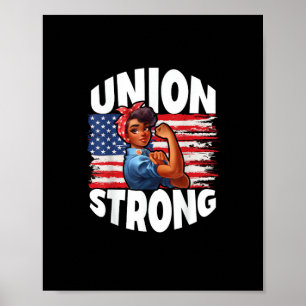 Affiche Union Forte Joyeuse Fête du Travail Décor américai