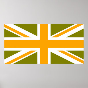 Affiche Union Jack orange et olive
