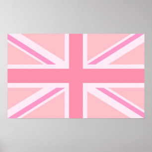 Affiche Union Jack rose/Drapeau