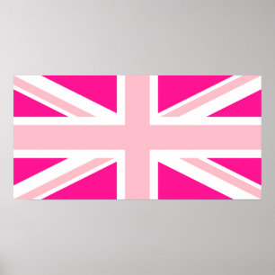 Affiche Union Jack rose profond