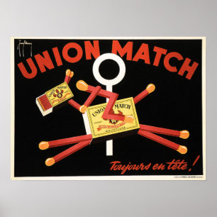 Affiche UNION MATCH Bruxelles Belgique Match Sticks Art D
