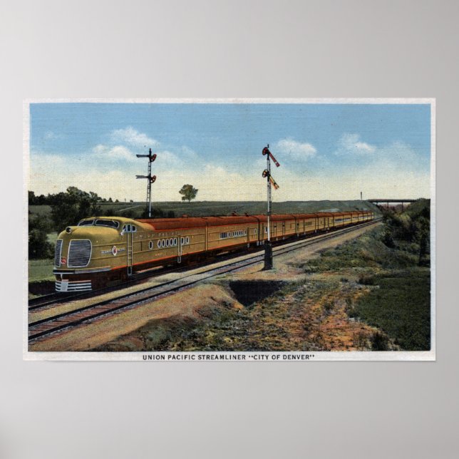 Affiche Union Pacific Streamliner "Ville de Denver" (Devant)