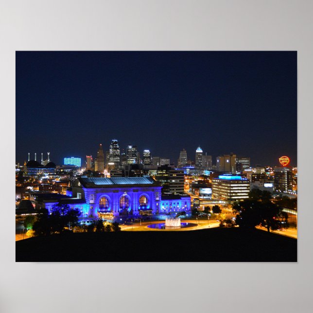 Affiche Union Station à Blue, Kansas City (16x12) (Devant)