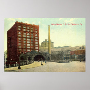 Affiche Union Station, Pittsburgh PA 1910 Vintage