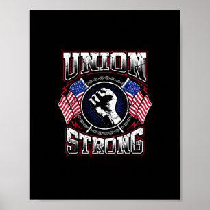 Affiche Union Strong Pro - Manifestation syndicale des tra