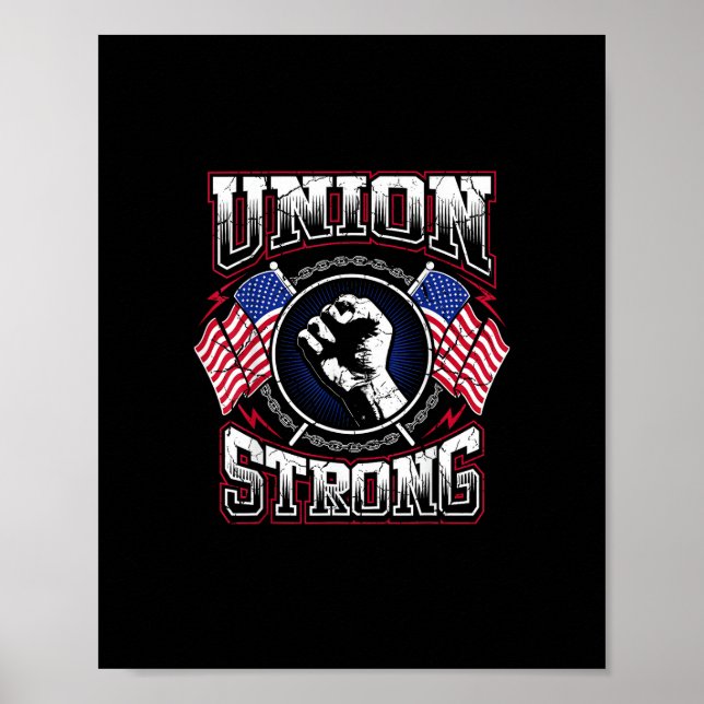 Affiche Union Strong Pro - Manifestation syndicale des tra (Devant)