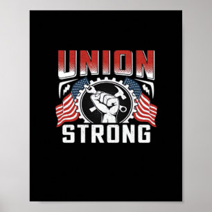 Affiche Union Un drapeau américain fort Flag Fête du trava