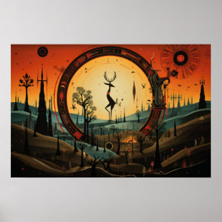 Affiche Unique Kokopelli Abstrait