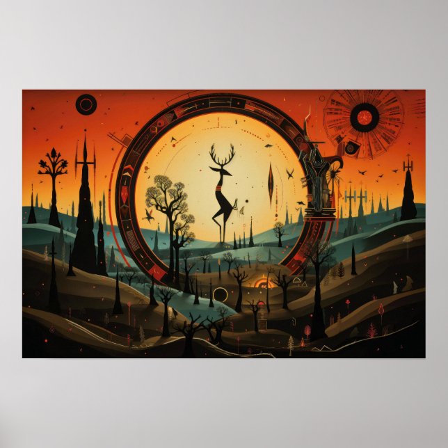 Affiche Unique Kokopelli Abstrait (Devant)