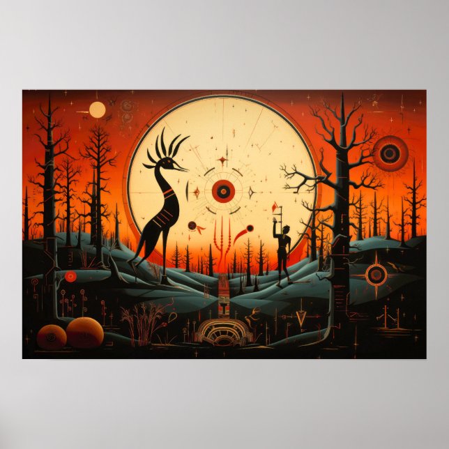 Affiche Unique Kokopelli Abstrait (Devant)