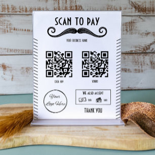 Affiche Unique noir 2 QR codes barber shop numérisation po