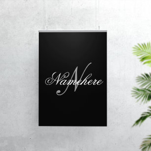 Affiche Unique Personalized Black and White Name Monogram