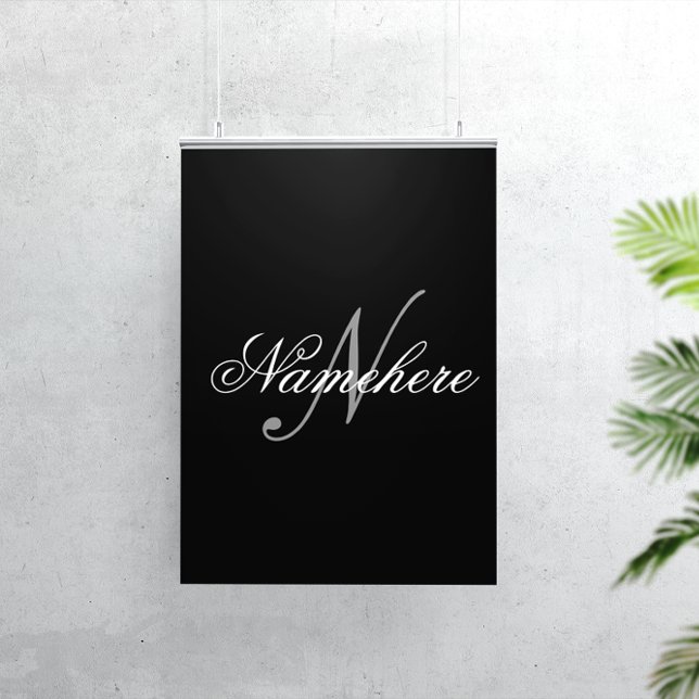 Affiche Unique Personalized Black and White Name Monogram (Créateur téléchargé)
