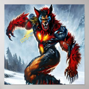 Affiche Unique Werewolf Cyborg, Art numérique pour télécha