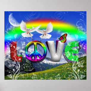 Affiche Uniquely Designed Surreal Peace and Love Art