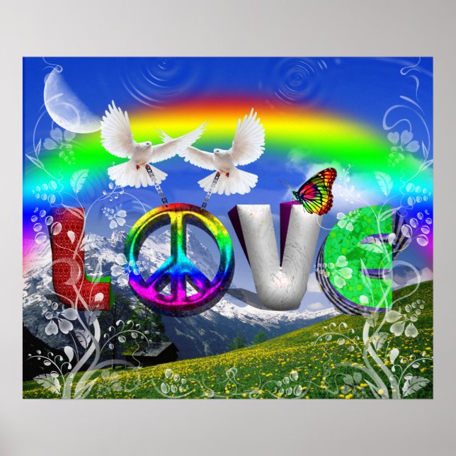 Affiche Uniquely Designed Surreal Peace and Love Art (Devant)