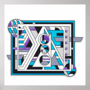 Affiche Unité 124 - Conception géométrique rétro-futuriste