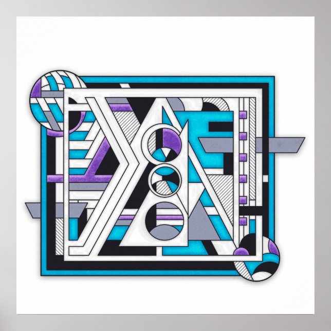 Affiche Unité 124 - Conception géométrique rétro-futuriste (Devant)