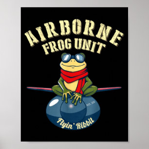 Affiche Unité drôle de grenouille aéroportée Flyin Ribbit 