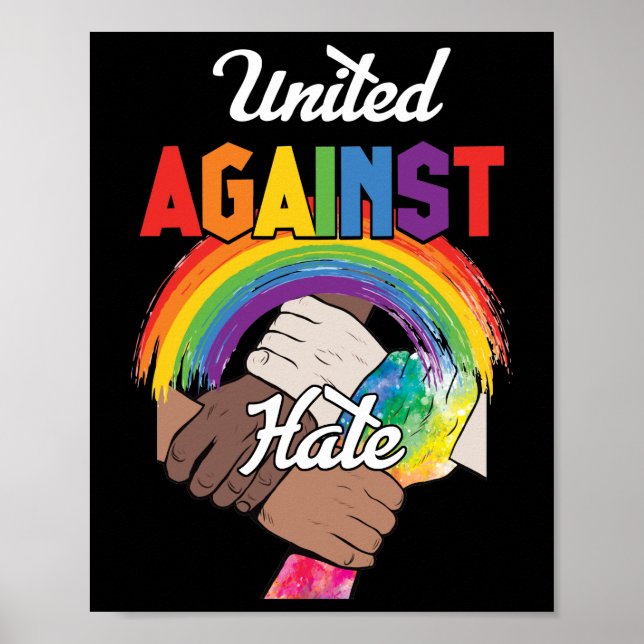 Affiche United Against Hate Black Melanin Rainbow Main (Devant)
