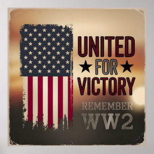 Affiche United For Victory 2ÈME GUERRE MONDIALE American F