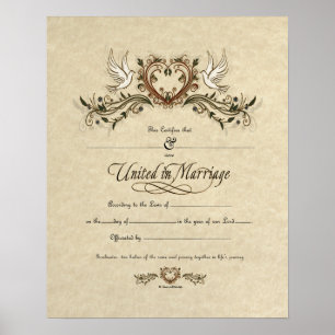 Affiche "United in Marriage" Ornate Wedding Certificate