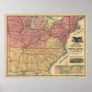 Affiche United States Civil War Map by Charles Magnus 1862