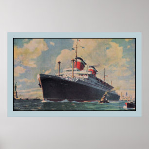 Affiche United States Lines SS America aquarelle