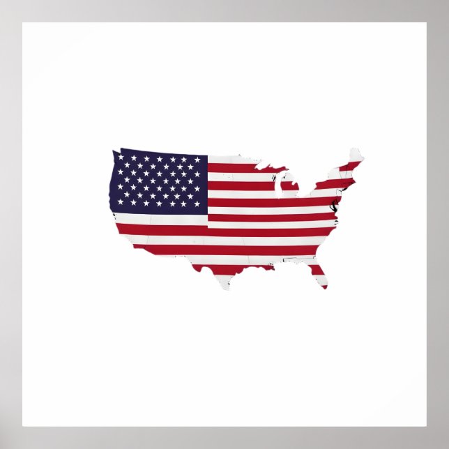 Affiche United States Map Filled with American Flag (Devant)