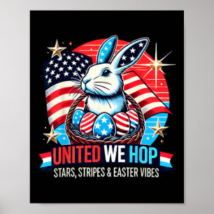Affiche United We Hop - Patriotique Bunny de Pâques Fierté