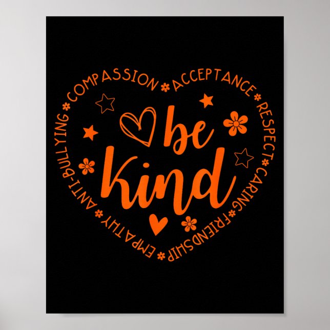 Affiche Unity Day Be Kind Kindness Orange Anti Bullying Te (Devant)
