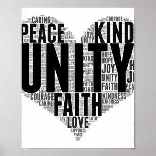 Affiche Unity Wordcloud Be Kind Stop Buller Orange Unity