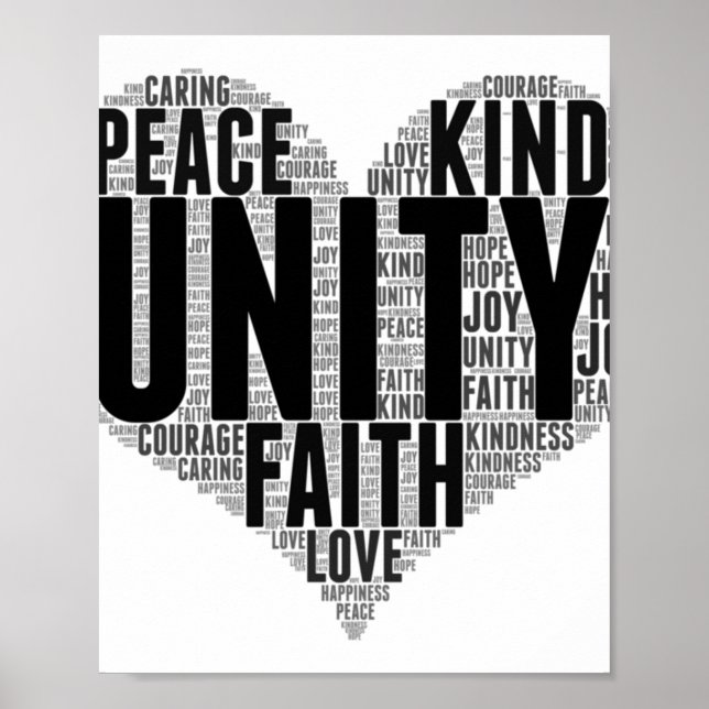 Affiche Unity Wordcloud Be Kind Stop Buller Orange Unity (Devant)