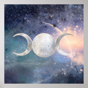 Affiche Univers céleste Triple Lune Déesse Pierre de Lune
