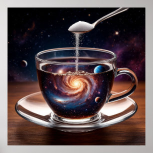 Affiche Univers Cosmic à l'Intérieur d'une Tasse de Café