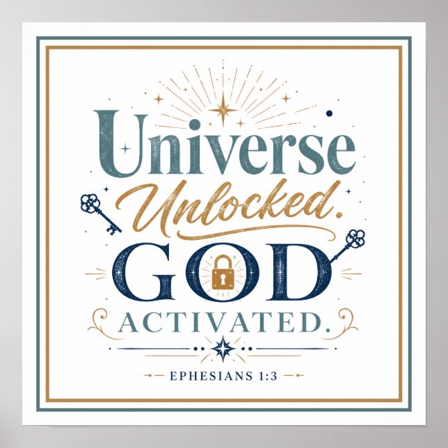 Affiche Univers débloqué Dieu activé Citations spirituelle (Devant)