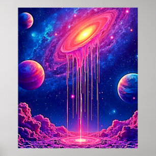 Affiche Univers en néon : étoiles ruisselantes de lumière