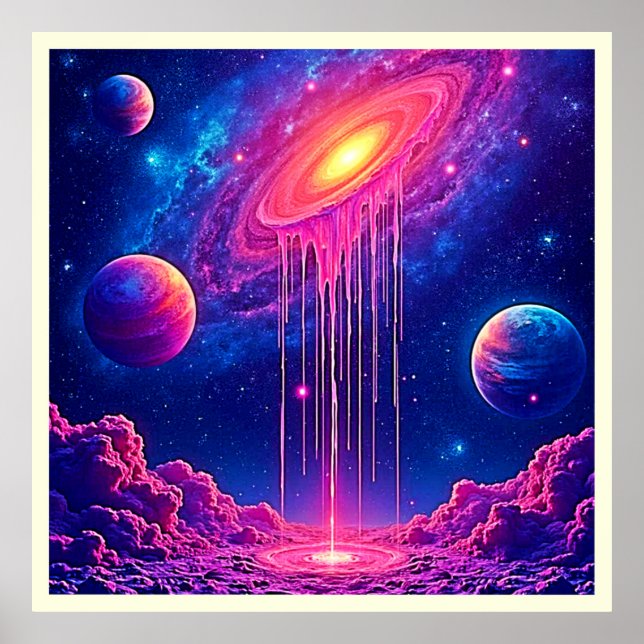 Affiche Univers Neon : Étoiles Ruisselantes de Lumière (Devant)