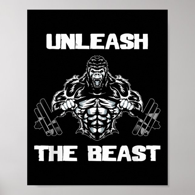 Affiche Unleahe Gorilla Bodybuilding Motivational Gift  (Devant)