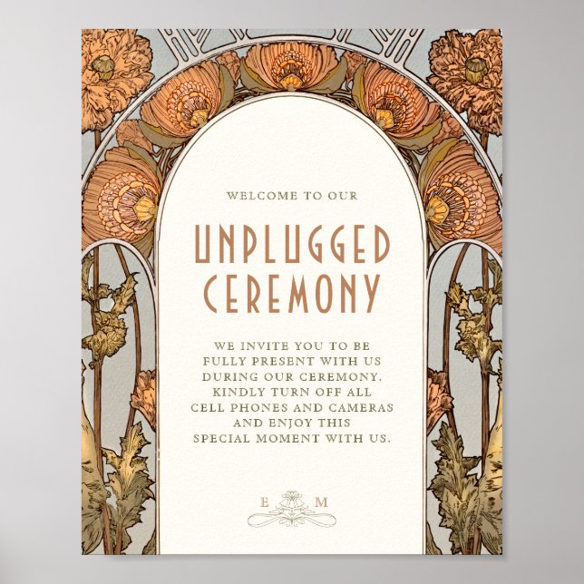 Affiche Unplugged Ceremony Sign Vintage Art Nouveau (Devant)