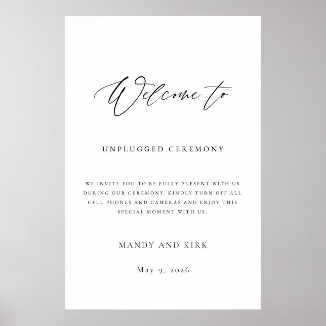 Affiche Unplugged Ceremony Wedding Sign (Devant)