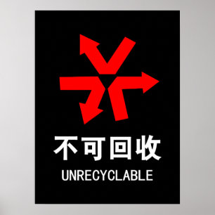 Affiche Unrecyclable ~ Signe chinois Hanzi