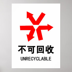 Affiche Unrecyclable ~ Signe chinois Hanzi