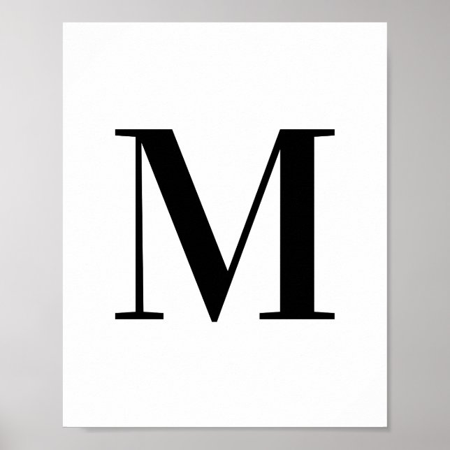 Affiche Uppercase Letter M Monogram Black and White (Devant)