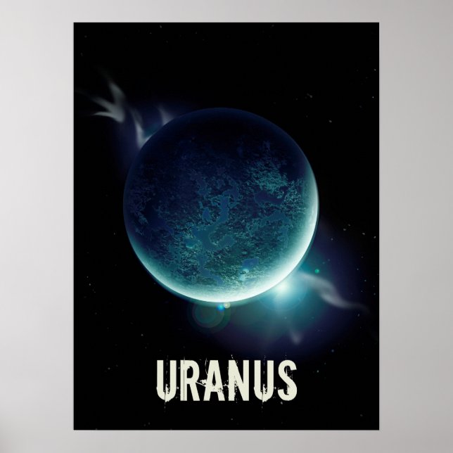 Affiche Uranus bleu planète 3d espace univers illustration (Devant)