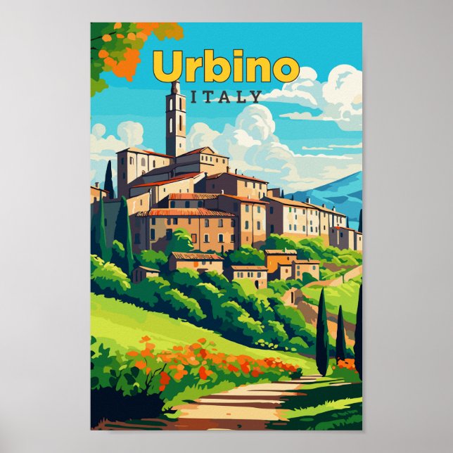 Affiche Urbino Italie Voyage Art Vintage Illustration (Devant)