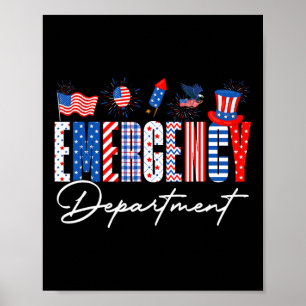 Affiche Urgence drôle Département Er Infirmière Drapeau Us